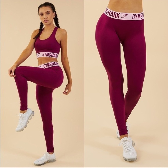 GYMSHARK Deep Plum Fit Leggings - Picture 1 of 3